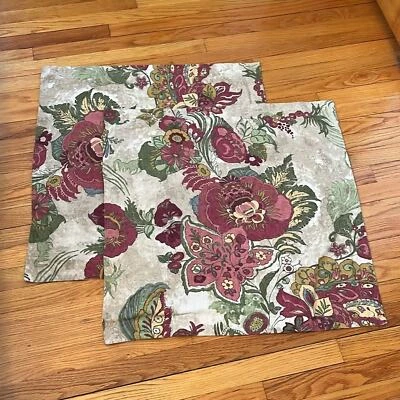 Pottery Barn Amaya Palampore Cotton-Linen Floral Euro Shams Set - 28” x 28” - Image 1 of 4
