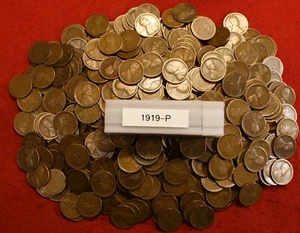 Centavo de trigo Lincoln 1919-P rollo de 50 monedas circulado - Imagen 1 de 3