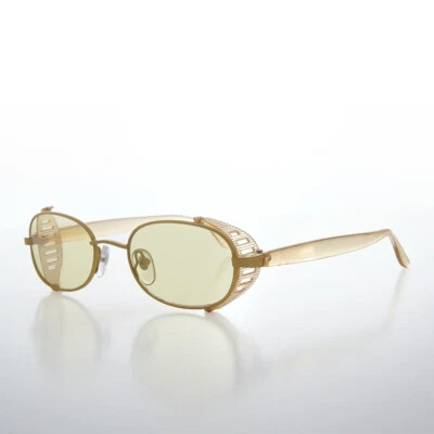 Cyber Punk Colorful Side Shield Vintage Sunglass Yellow  - Mystery - Image 1 of 3