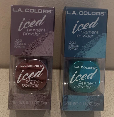 L.A. Colors Iced Pigment Powder Eyeshadow Lot of 2.  Foiled & Twinkle.  NEW - Image 1 of 4