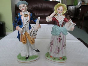 MATCHING PAIR OF ANTIQUE PORCELAIN FIGURES - Picture 1 of 8