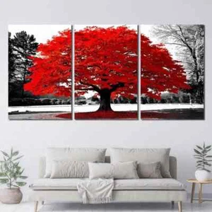 3pcs Red Leaf Landscape Design Canvas Unframed - Picture 1 of 8
