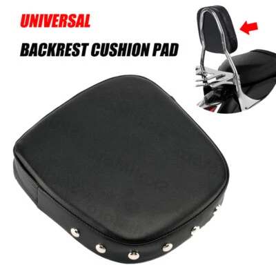 Black Motor Backrest Sissy Bar Cushion Pad Set For Harley Honda Suzuki Universal - Image 1 of 4