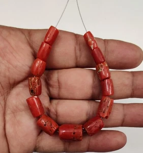Cuentas de coral marino vintage 100 % naturales sin teñir Italia cuentas de coral rojo piedras preciosas sueltas - Imagen 1 de 12