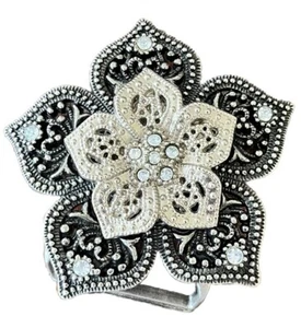 Pewter Silver Tone Women’s Belt Buckle Rhinestones 3x3 - Picture 1 of 2