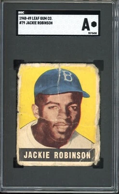 Cartão de controle remoto 1948 Leaf #79 Jackie Robinson novato SGC AUTÊNTICO Brooklyn Dodgers HOF - Imagem 1 de 2