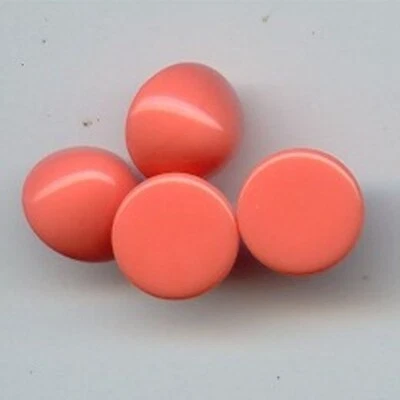 24 VINTAGE CORAL ACRYLIC 13mm. ROUND HIGH DOMED CABOCHONS 7158 - Изображение 1 из 2