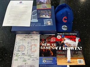 CHICAGO CUBS 2017 SEASON TICKET HOLDER BOX Hat Cards World Series Champions Pin - Picture 1 of 19
