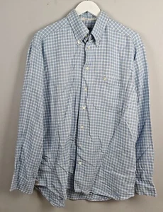 ETON Sport Shirt Mens 2XL Blue Check Cotton Retro Long Sleeve Vintage - Picture 1 of 9