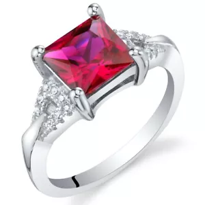 Lab-Created Ruby Sterling Silver Sweetheart Ring Sizes 5 to 9 - Picture 1 of 2