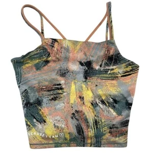 Athleta Simone Biles Crop Tank Top Abstract Print Strappy Back Athletic - Picture 1 of 6