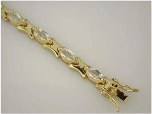 JDL 9 CARAT WHITE TOPAZ TENNIS BRACELET - Picture 1 of 1