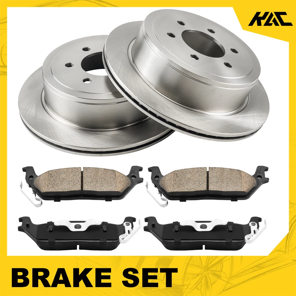 Rotores traseros + pastillas de freno para Ford F-150 Lincoln Mark LT 2005 2006 2007 2008 6 tacos Foto 1 de 4