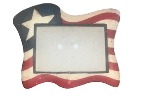 Hand Painted Rectangle American Flag USA Patriotic Picture Frame 4x6 Photo Frame - Picture 1 of 3