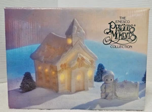 Precious Moments 1992 Retirado Navidad Sugar Town Chapel Night Light House! - Imagen 1 de 12