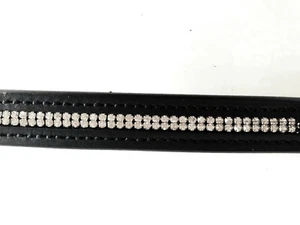 Stirnriemen / Glitzer / Leder / Schwarz / Strass / Silber / Wogati - Bild 1 von 3