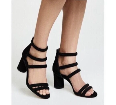 Rebecca Minkoff Andree Suede Strappy Cylindrical Block Heel Sandals Size 7.5 NIB - Image 1 of 4