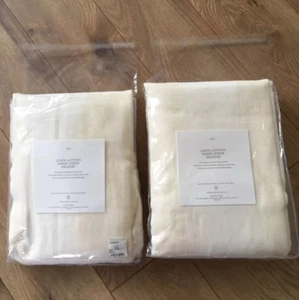 SET OF 2 RESTORATION HARDWARE Linen-Cotton Sheer Stripe Drapery 100"X120" Ivory - Picture 1 of 6