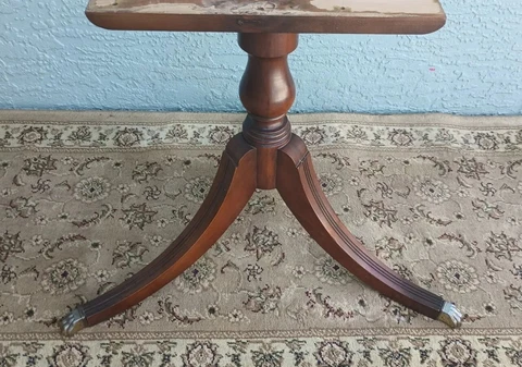 Antique Mahogany Imperial Mfg Pedestal Tri-leg Table Base Parts From 1939 Table Cover