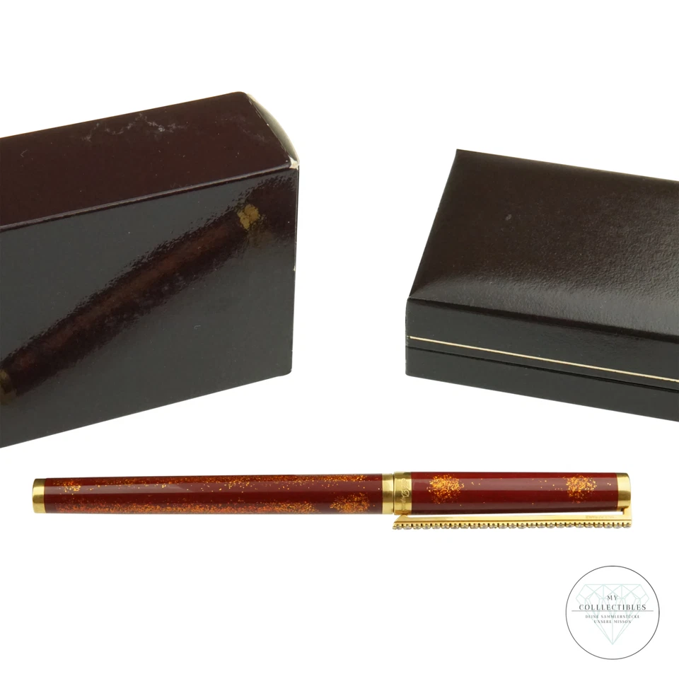 S.T. Dupont Paris Rollerball Gold Rot Chinalack Goldstaub Tintenroller mit Box - Bild 1 von 4
