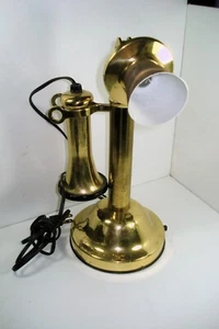 Brass CANDLESTICK TELEPHONE LAMP BY TEL-LITE CATALOG NO 520 Gold Toned - Picture 1 of 5