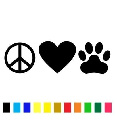 ORACAL Peace Love Paw Sticker Decal Vinyl Heart Cat Dog Pet Pick Color & Size Choose