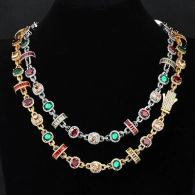 Jewelry Men Women Gift Hip Hop Tennis Chain Necklaces Bracelet Colorful - Image 1 of 4