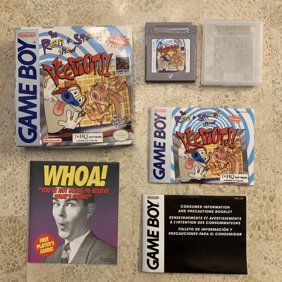 Ren & Stimpy Show: Veediots (Nintendo Game Boy, 1993) CIB Tested Authentic - Image 1 of 4