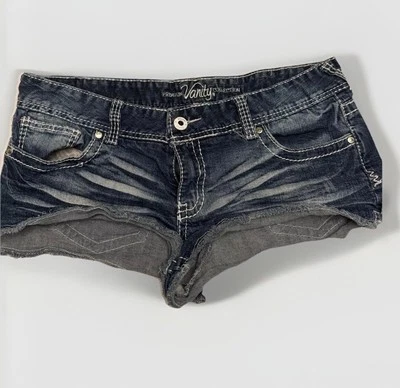 Pantalones cortos de mezclilla para mujer Vanity Distressed Boyfriend azul con puños talla 32 Foto 1 de 4
