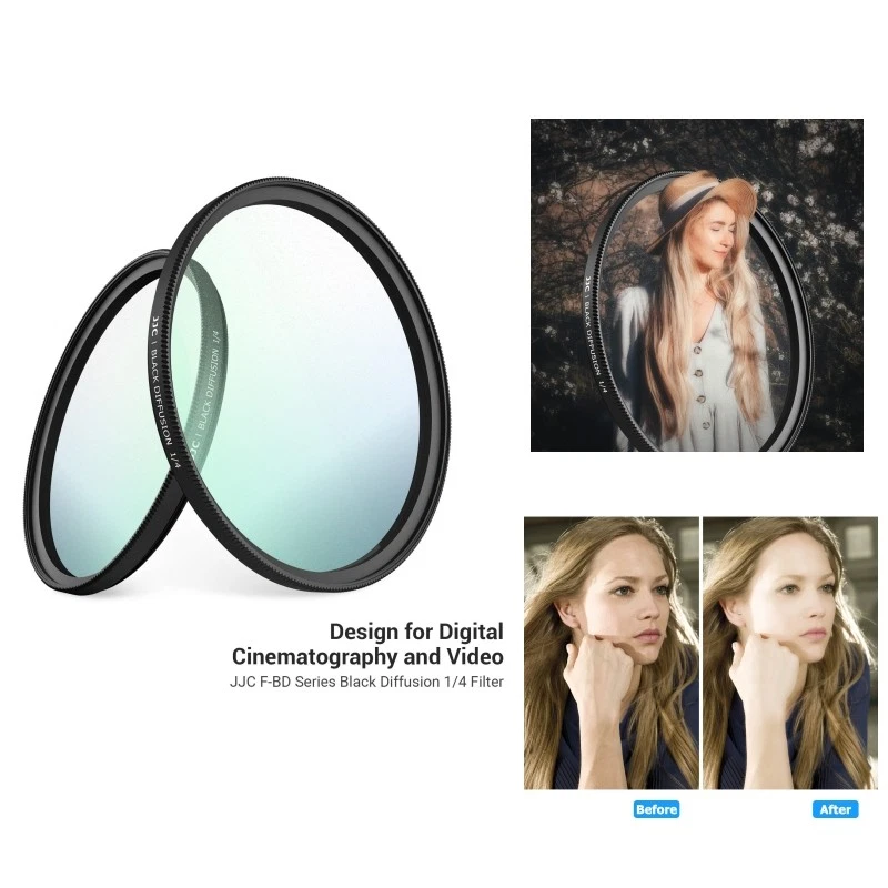 JJC 49mm Black Diffusion Mist 1/4 Filter Camera Lens Filter 28 Multi-Layer Video - Image 1 of 4