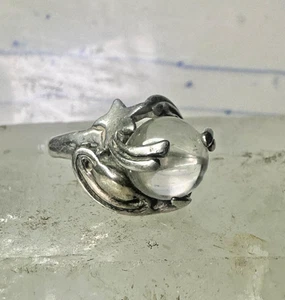 Glaskugel Ring Himmelssterne Band Gr. 5,75 Sterling Silber Damen Mädchen - Bild 1 von 12