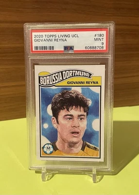 2020 GIOVANNI REYNA Topps Living UCL Dortmund Soccer #180 PSA 9 Mint - Image 1 of 3