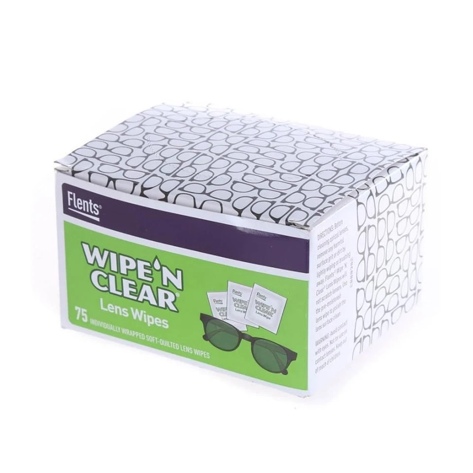 Flents Wipe N Clear Biodegradable Lens Wipes 75 Count M88d