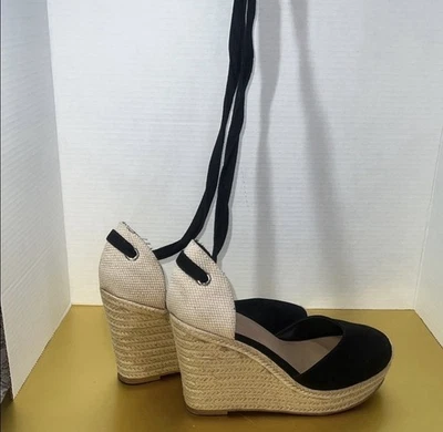 SANDALIAS de cuña con plataforma alpargata con cordones negras tórridas talla 10W Foto 1 de 4
