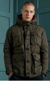 Superdry Squadron Parka Men's Size Medium Japan Military Jacket Green Grey M - Picture 1 of 8