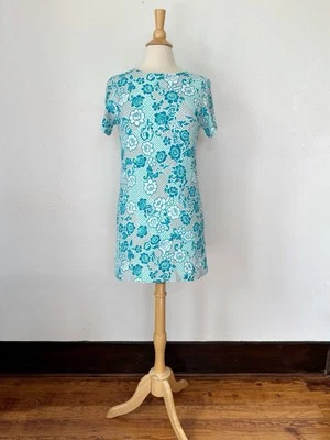 Lucy Love Blue Short Sleeve Shift Dress Mother of Pearl Buttons Size Small - Image 1 of 4