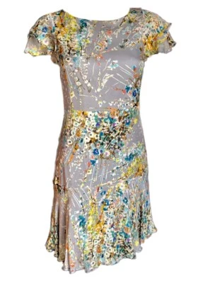 VESTIDO DE SEDA PAUL & JOE PARIS HASTA LA RODILLA ESTAMPADO MULTICOLOR ACUARELA - Talla XS/S EU38 Foto 1 de 4