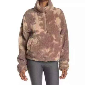 New Sage Collective Teddy Jacket Tan Brown Cow Spot Zipper Pocket Size Large - Picture 1 of 8