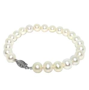 7-8MM SOUTH SEA WHITE PEARL BRACELET 7.5-8 " 14K GOLD - Picture 1 of 3