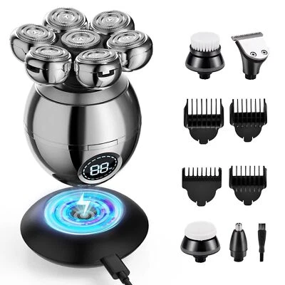 7D Electric Shaver 7 Head Razor Bald Beard Hair Skull Trimmer Beard Remover Mens