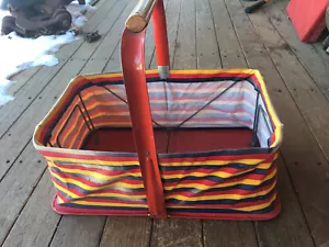 FOLD AWAY RETRO SHOPPING BASKET - Picture 1 of 4