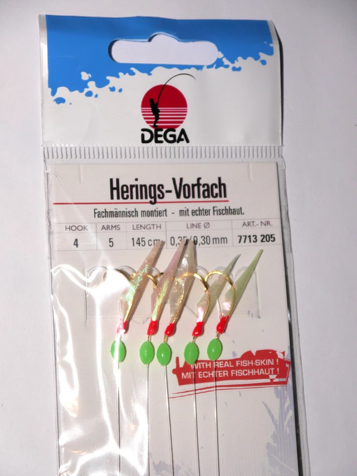 Heringspaternoster  GR 4 von DEGA 145 cm lang 5 Seitenarme Hering Heringskette  - Bild 1 von 1