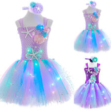 Kids Girls LED Light Up Mermaid Tutu Dress Princess Birthday Party Fancy Dress