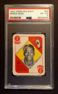1951 Topps Red Back Monte Irvin Hall of Fame Rookie (RC) - PSA 4 VG-EX