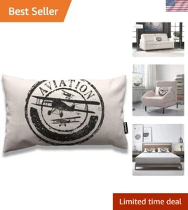 Decorative Aviation Print Cotton Linen Throw Pillow Cover - Modern Style - Picture 1 of 8