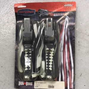 Kuryakyn 2160 black and white spoon levers with fringe - Picture 1 of 2