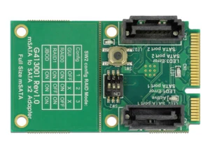 Convertisseur mSATA male 2 x SATA 7 pin male avec support RAID0/RAID1/JBOD - Photo 1/2