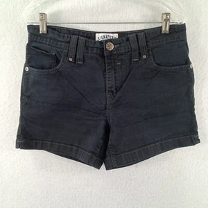 Signature Levi Jean Shorts Misses 12 Black Dark Wash Denim Hot Pants Flat Front - Picture 1 of 11