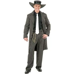 Charades Men's Zoot Suit with Chain, Black/White, X-Small - Picture 1 of 3