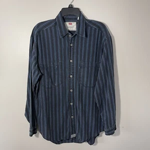 Camisa Levis Denim Vintage Rayas Abotonada Azul Desteñido Hombres M Usada en Excelente Condición - Imagen 1 de 11